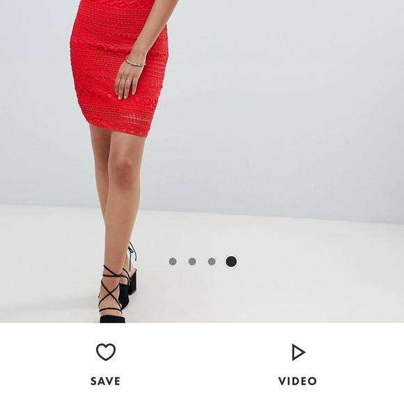 Red laced short sleeve dress - Picture 4 of 6